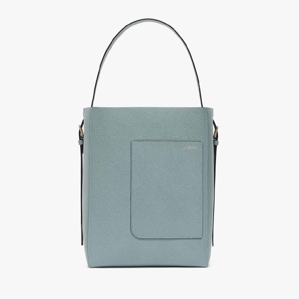Valextra Borsa a secchiello da Donna in Pelle Azzurra | Valextra Soft Fornitura limitata