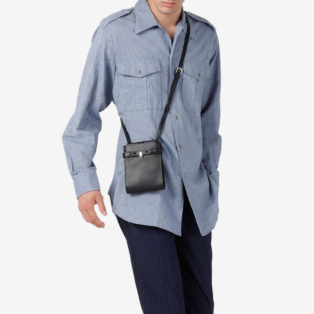 Valextra Borsa a tracolla slim Micro in Pelle Nera | Valextra Brera Offerta esclusiva