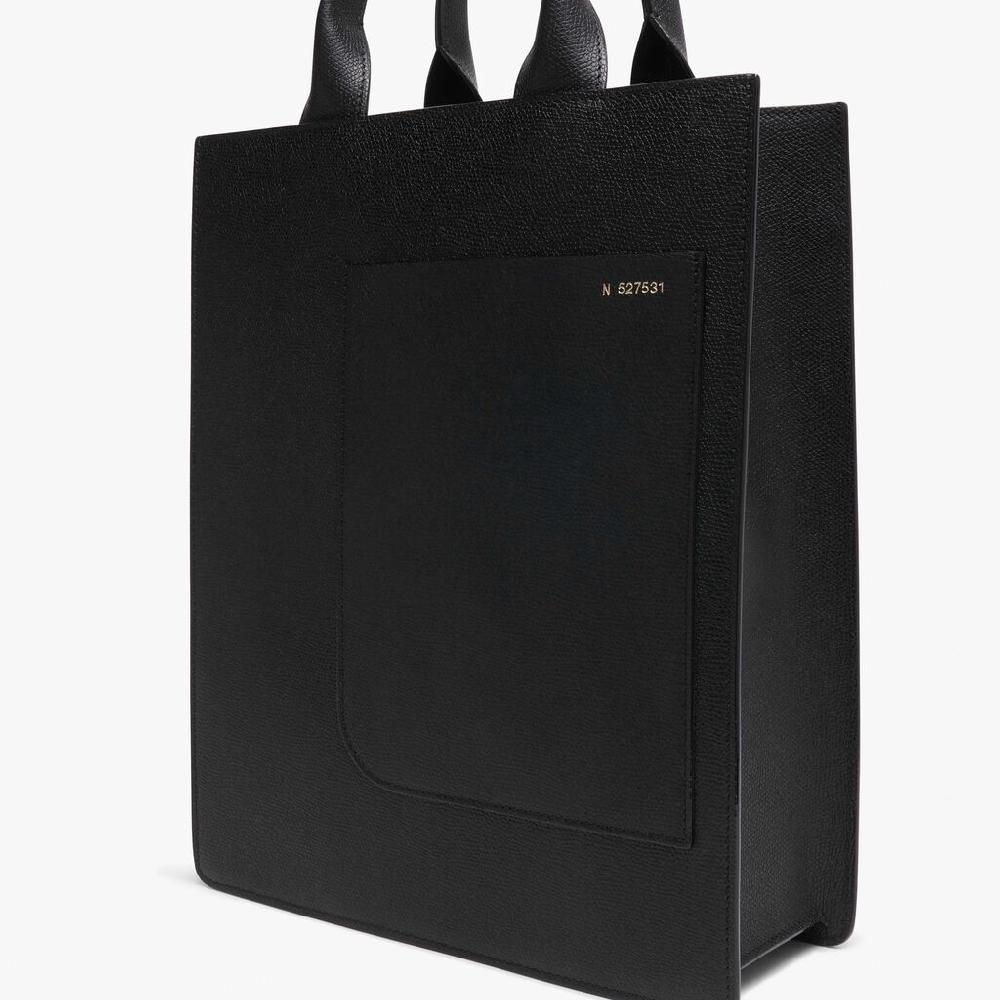 Valextra Borsa a mano da Donna di Lusso in Pelle Nera | Valextra Boxy Offerta natalizia