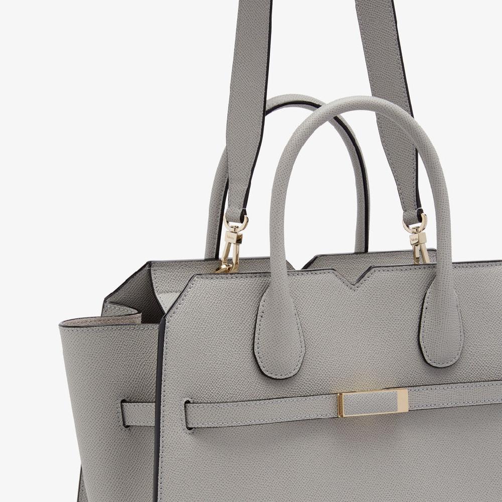 Valextra Borsa a due manici Donna di Lusso in Pelle Grigia chiara | Valextra Offerta Pasqua