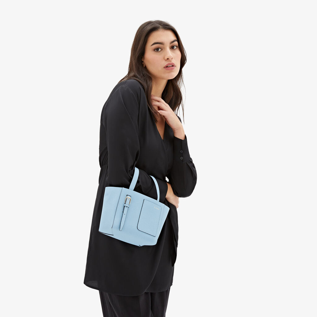 Valextra Borsa a secchiello da Donna in Pelle rigida Blu | Valextra Soft Offerta Giorno del Papà
