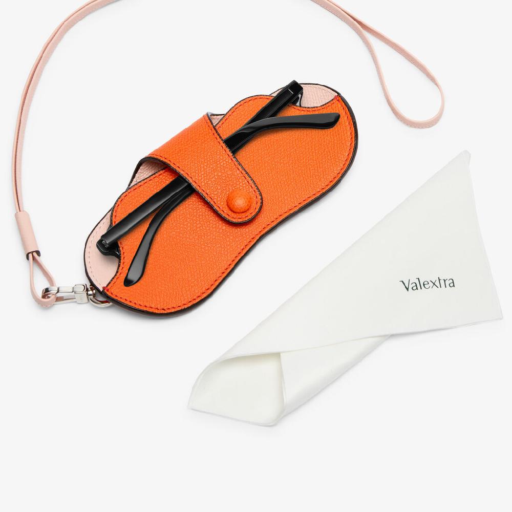 Valextra Custodia occhiali di Lusso in Pelle Arancione e Rosa | Valextra Offerta Anniversario