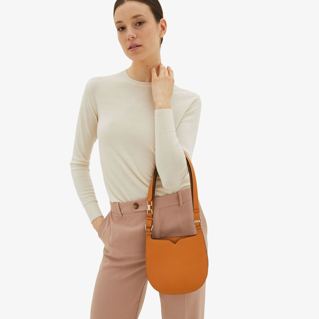Valextra Borsa a spalla Mini in Pelle Marrone | Valextra Hobo Smaltimento dello stoccaggio