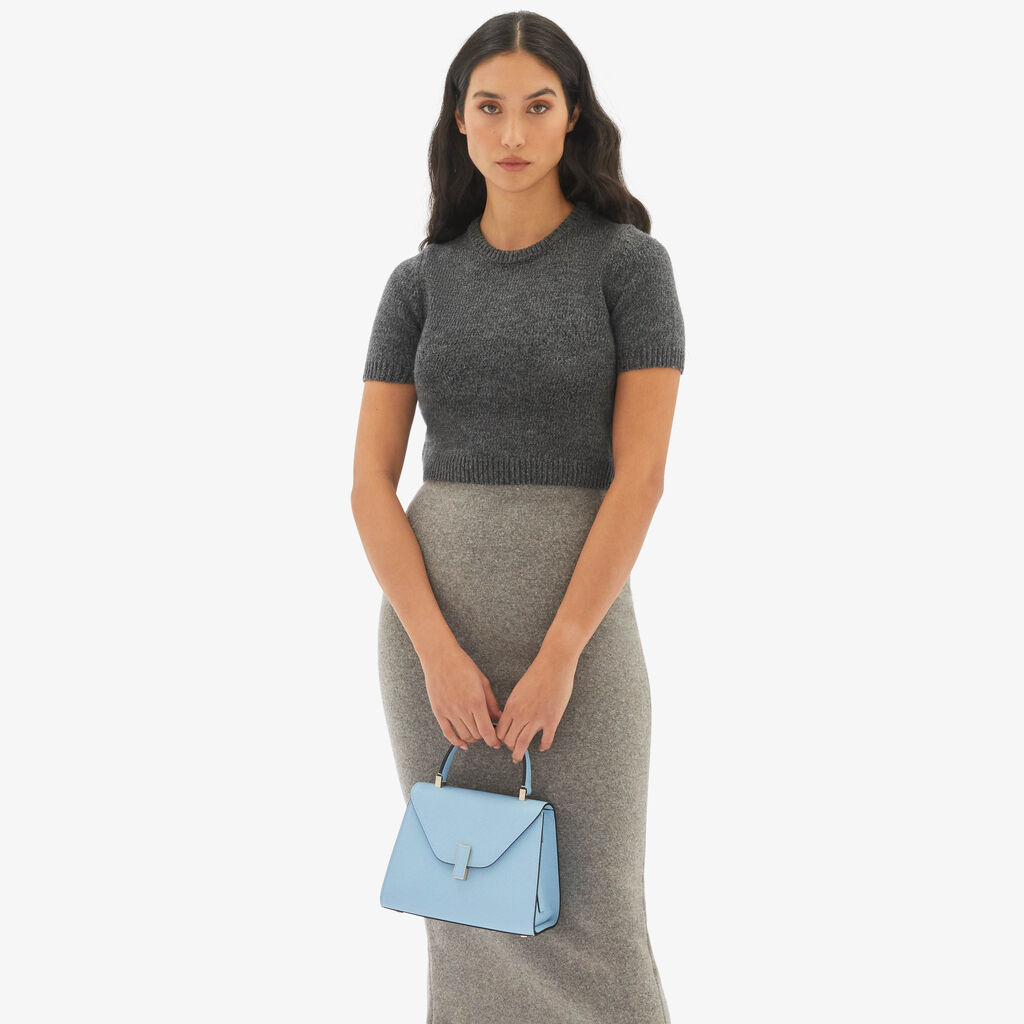 Valextra Borsa a mano da Donna Mini in Pelle Blu | Valextra Iside Vendita calda
