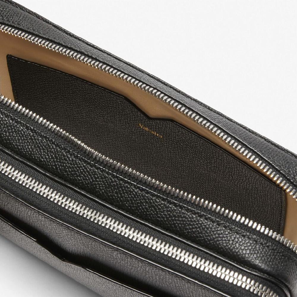Valextra Marsupio a tracolla in Pelle Nera | Valextra V-Line Offerta temporanea