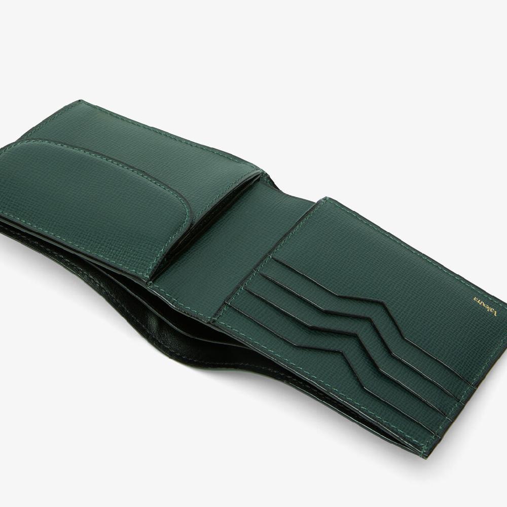 Valextra Portafoglio Bifold in Pelle Verde con portamonete | Valextra Lightning offer