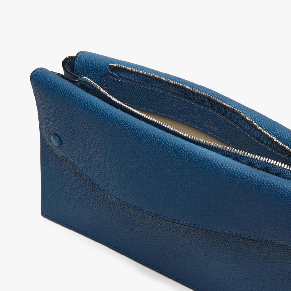 Valextra Borsa a tracolla da Uomo Mini in Pelle Blu | Valextra Pocket Nuovi prodotti