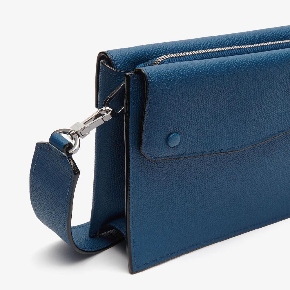 Valextra Borsa a tracolla da Uomo Mini in Pelle Blu | Valextra Pocket Nuovi prodotti