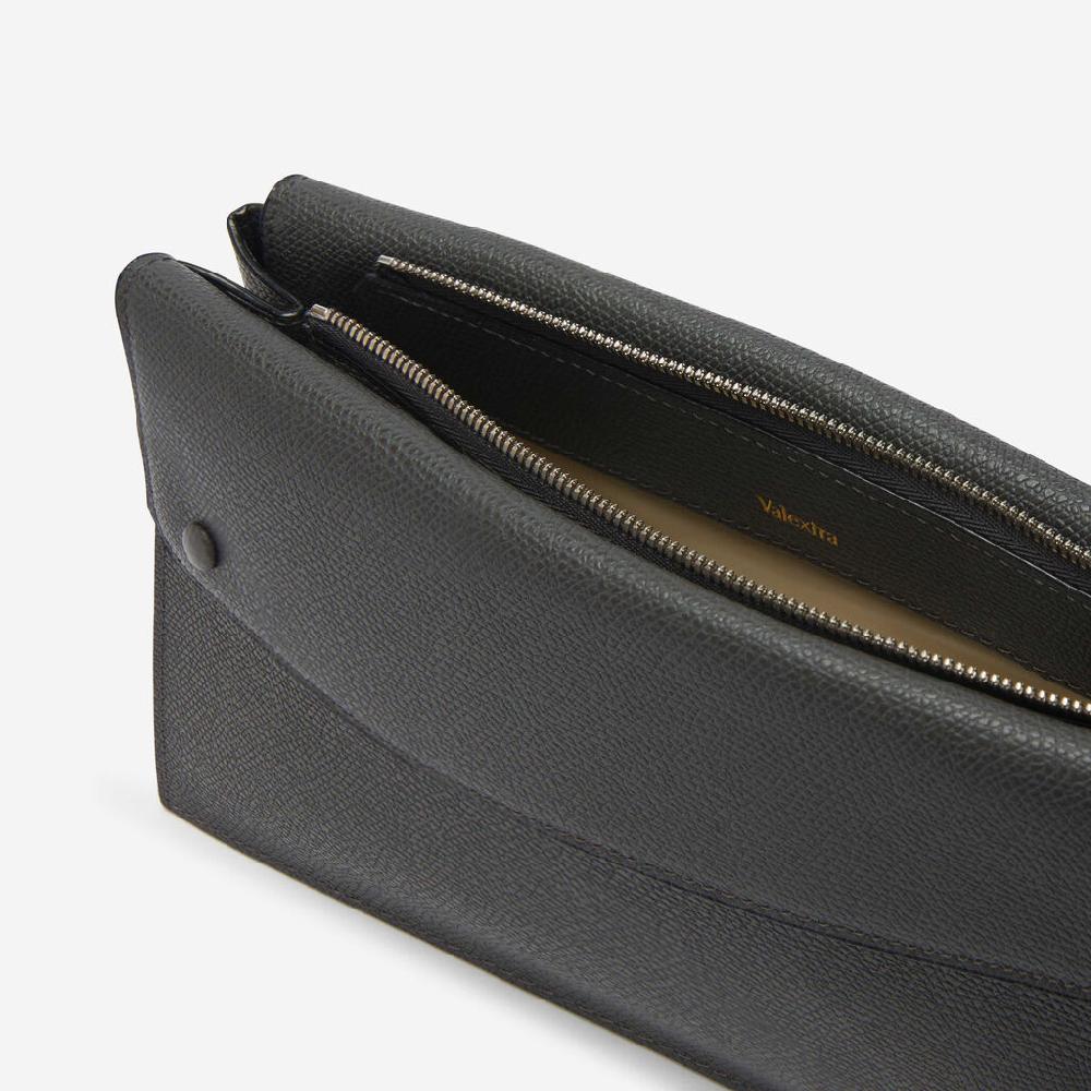 Valextra Borsa a tracolla da Uomo Mini in Pelle Grigia | Valextra Pocket Bestseller