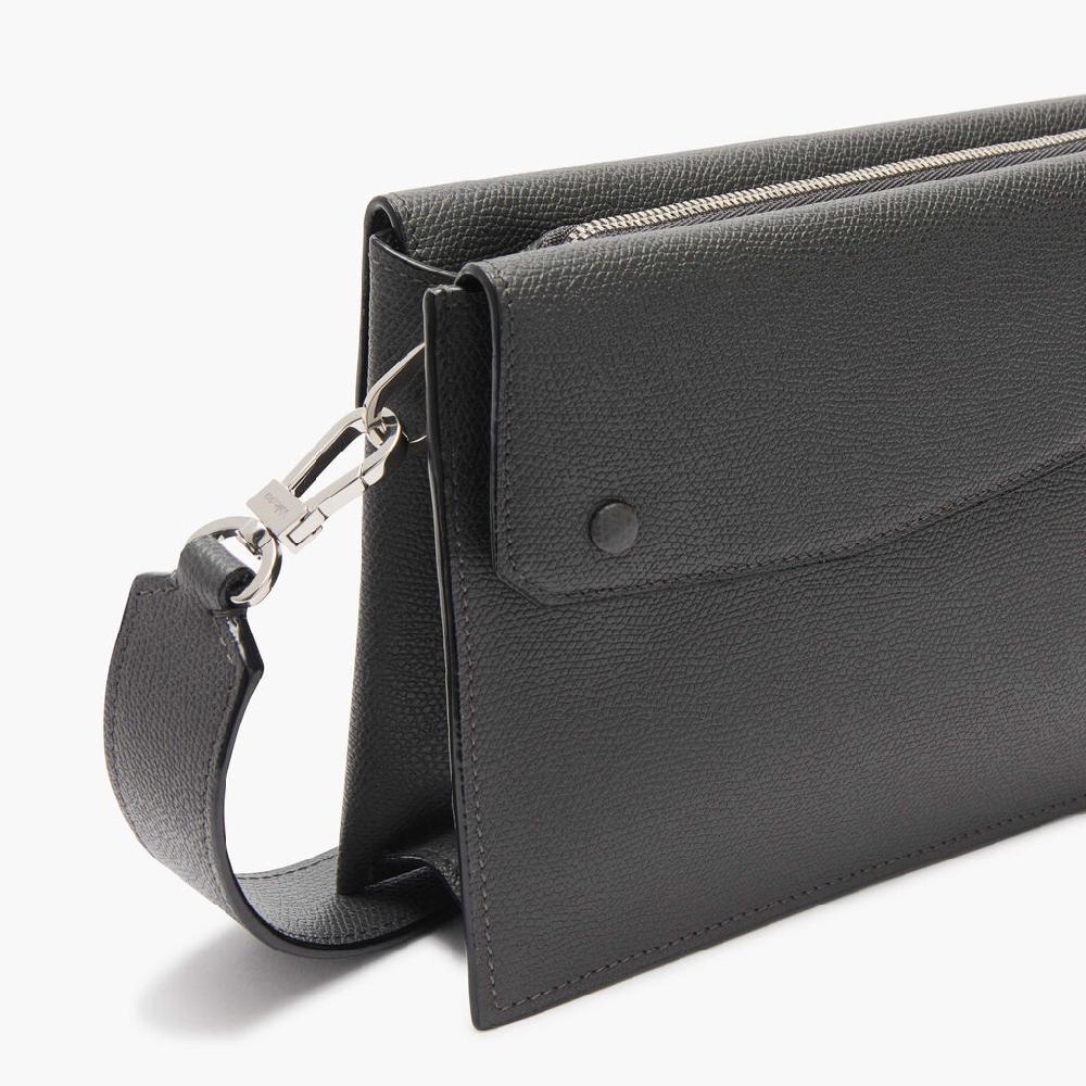 Valextra Borsa a tracolla da Uomo Mini in Pelle Grigia | Valextra Pocket Bestseller