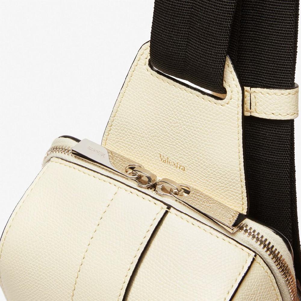 Valextra Zaino monospalla compatto in Pelle Bianca | Valextra V-Line Offerte giornaliere