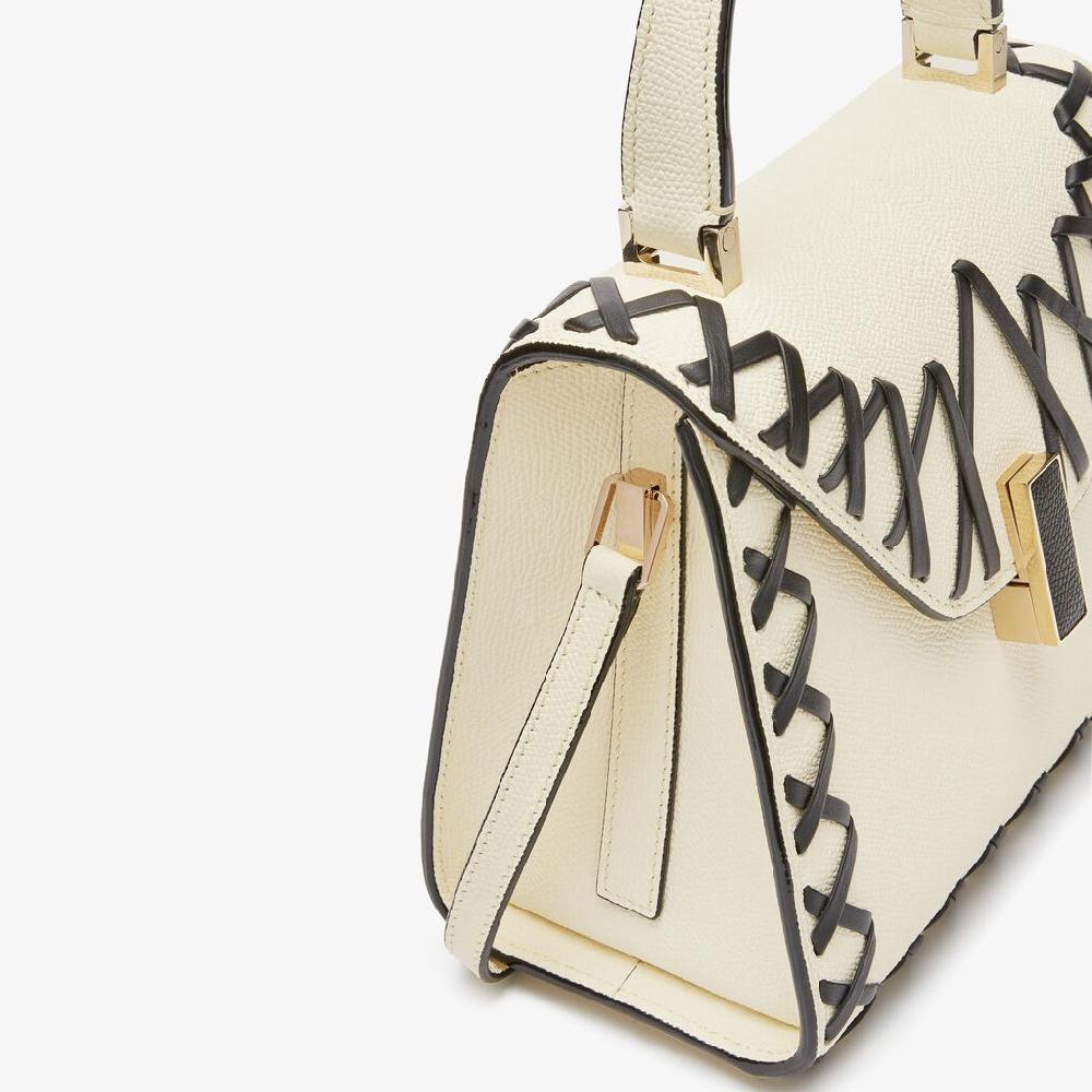 Valextra Borsa a mano Donna in Pelle Bianca con filo Nero | Valextra Iside Fino al 60% di sconto