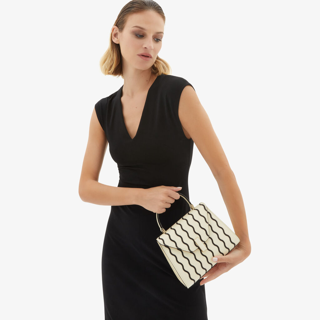 Valextra Borsa a mano Donna Mini in Pelle Bianca e Nera | Valextra Iside Only for today