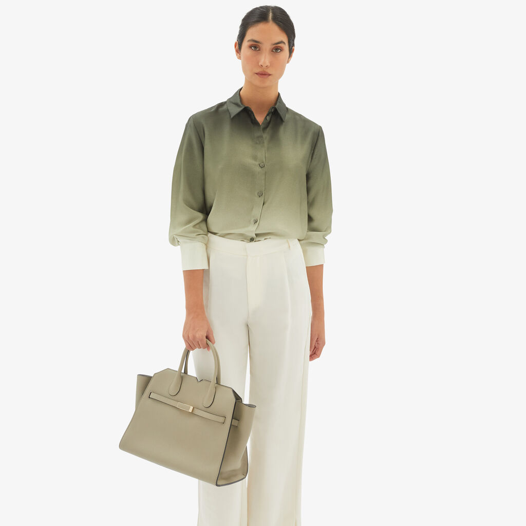 Valextra Borsa due manici Donna di Lusso in pelle Verde tundra | Valextra Discount Store per i nuovi prodotti