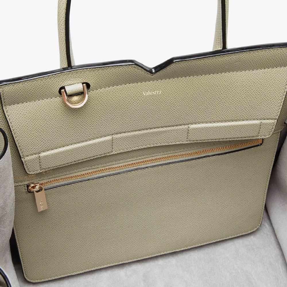 Valextra Borsa due manici Donna di Lusso in pelle Verde tundra | Valextra Discount Store per i nuovi prodotti