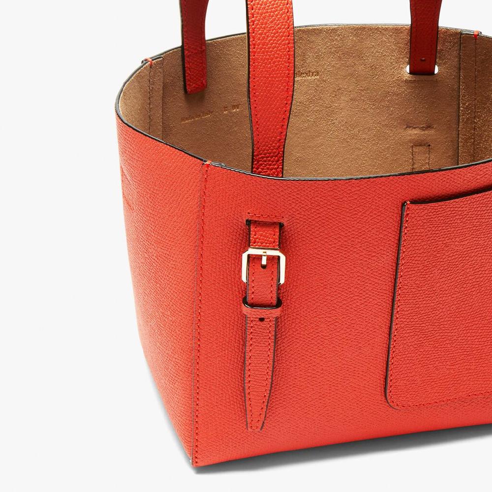 Valextra Borsa a secchiello in Pelle Rossa Papavero | Valextra Soft Super sconto