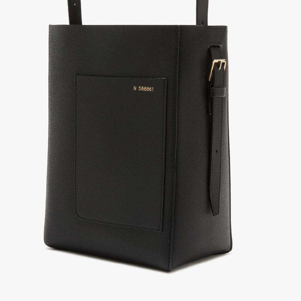Valextra Borsa a secchiello da Donna di Lusso in Pelle Nera | Valextra Soft Duty-free