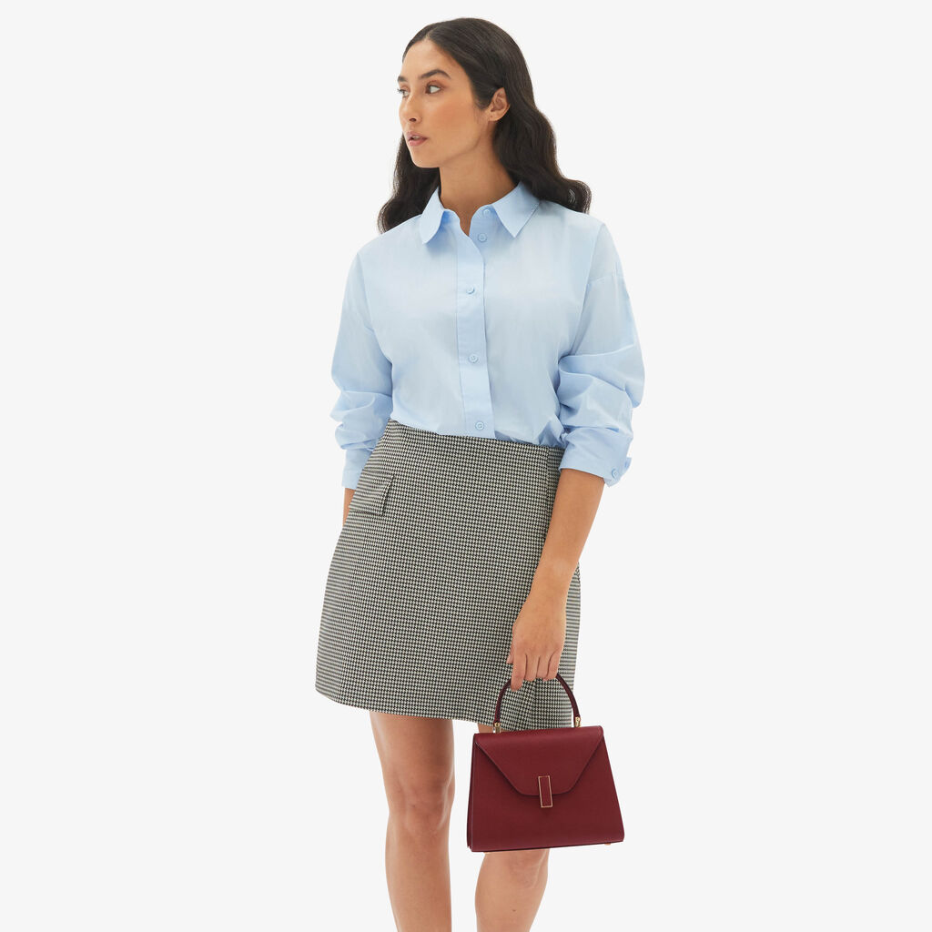 Valextra Borsa a mano Mini in Pelle Bordeaux | Valextra Iside In Linea