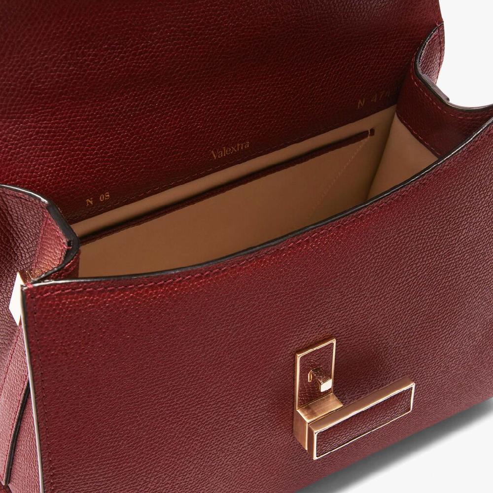 Valextra Borsa a mano Mini in Pelle Bordeaux | Valextra Iside In Linea