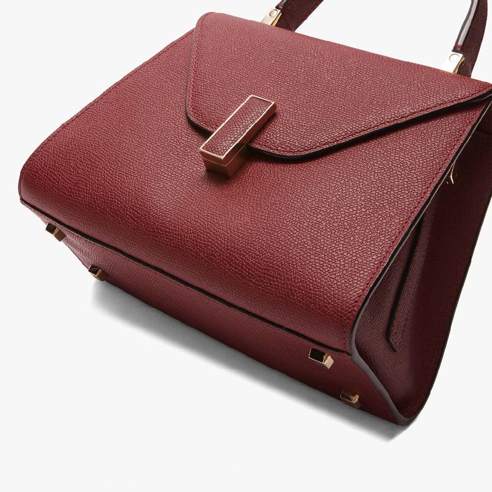 Valextra Borsa a mano Mini in Pelle Bordeaux | Valextra Iside In Linea