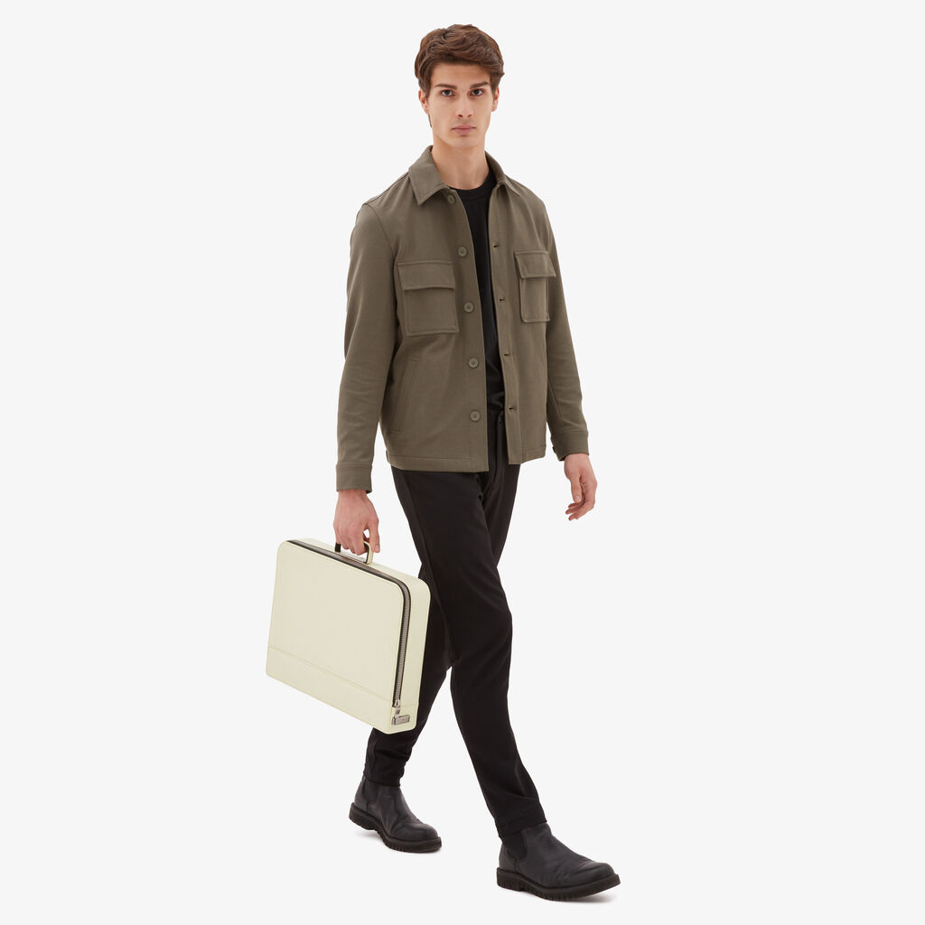 Valextra Cartella Media in Pelle Bianca con zip | Valextra Premier Consegna Veloce