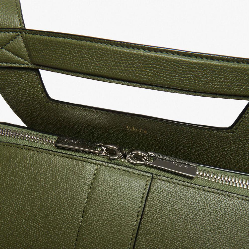 Valextra Valextra V-Line: Zaino elegante da lavoro in Pelle Verde Militare Convenienza