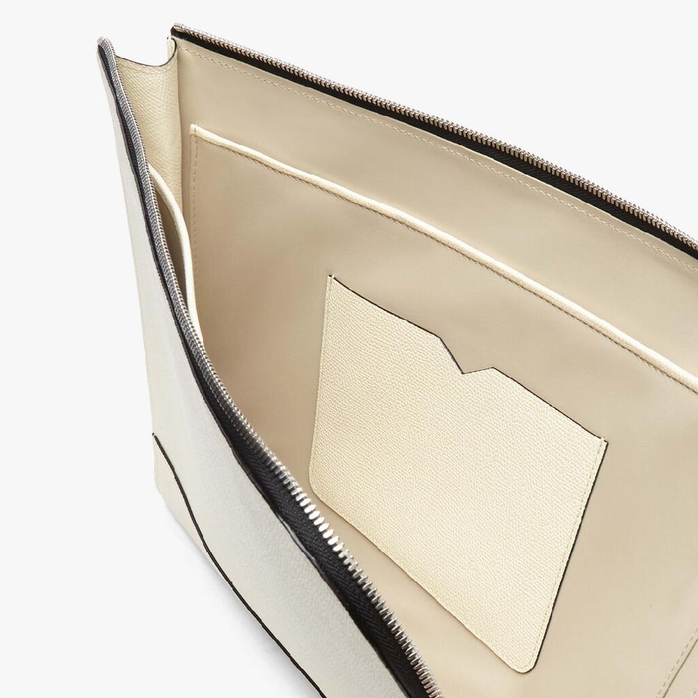 Valextra Borsa sottobraccio portadocumenti in Pelle Bianca | Valextra Sconto