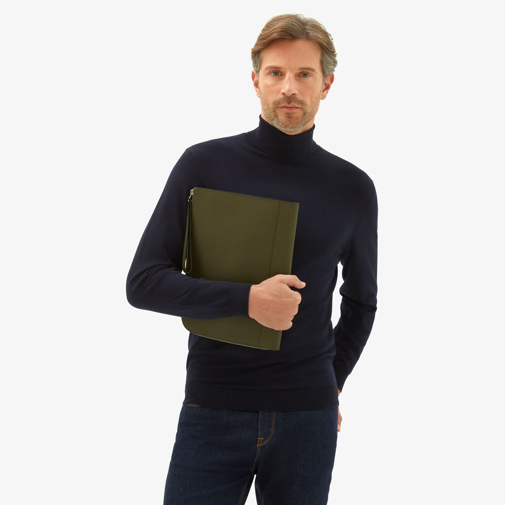 Valextra Portfolio da Uomo in Pelle Verde Militare | Valextra My Logo Economico