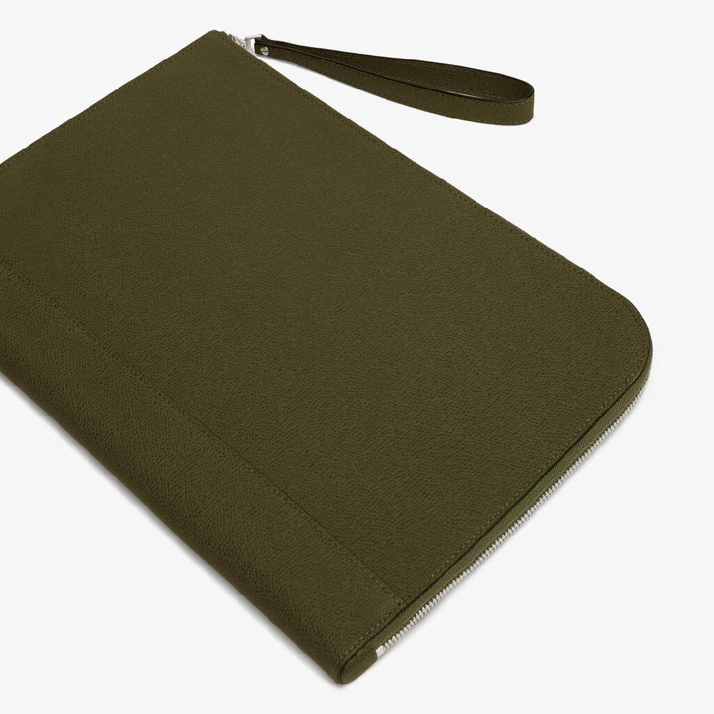 Valextra Portfolio da Uomo in Pelle Verde Militare | Valextra My Logo Economico