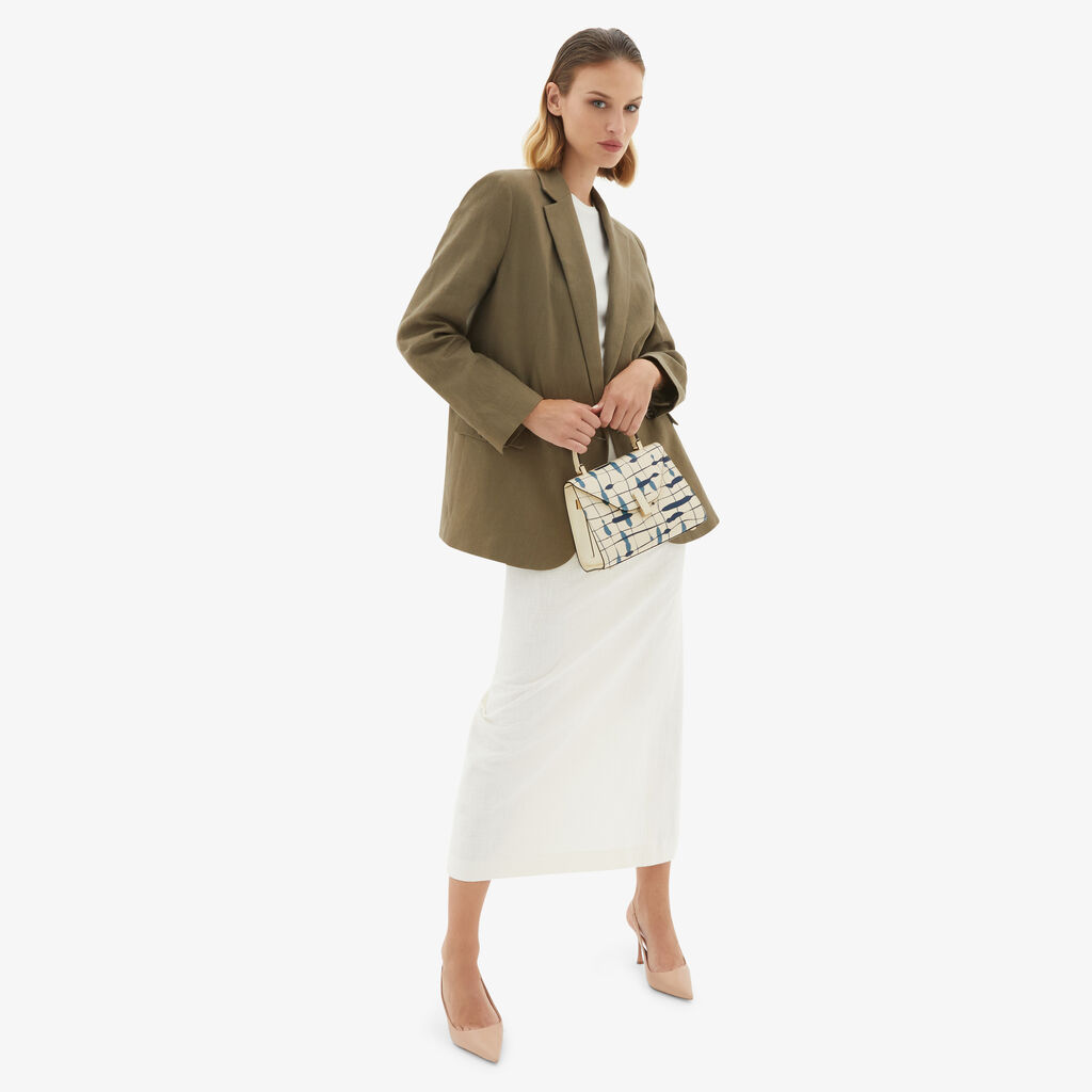 Valextra Borsa a mano Donna Mini in Pelle Bianca e Blu | Valextra Iside In Vendita