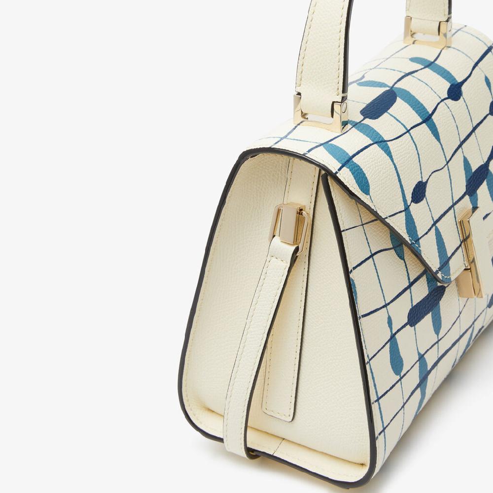 Valextra Borsa a mano Donna Mini in Pelle Bianca e Blu | Valextra Iside In Vendita