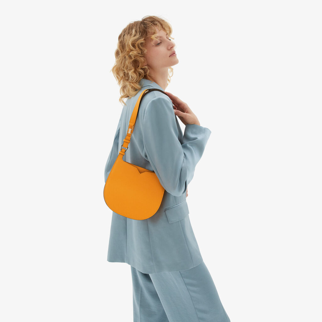 Valextra Borsa Weekend Mini compatta in Pelle Gialla | Valextra Hobo Saldi Di Fabbrica