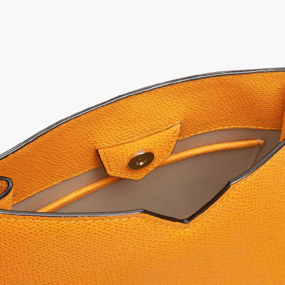 Valextra Borsa Weekend Mini compatta in Pelle Gialla | Valextra Hobo Saldi Di Fabbrica