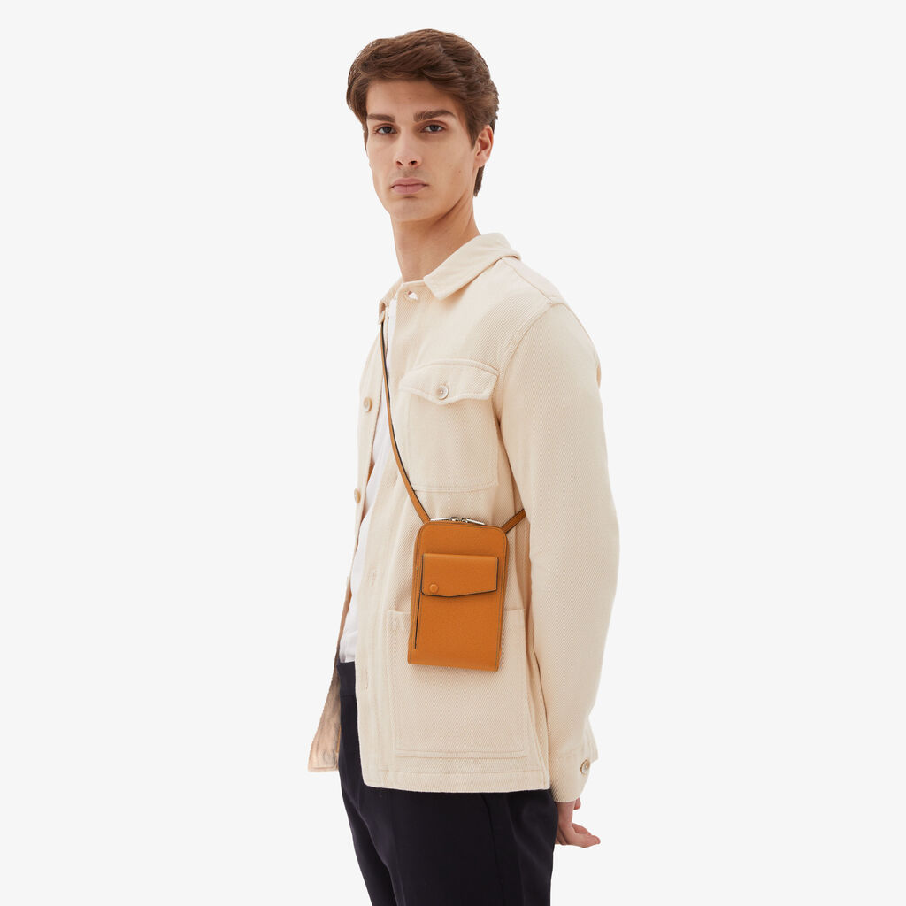 Valextra Portafoglio a tracolla in Pelle Marrone | Valextra Pocket Offerta esclusiva