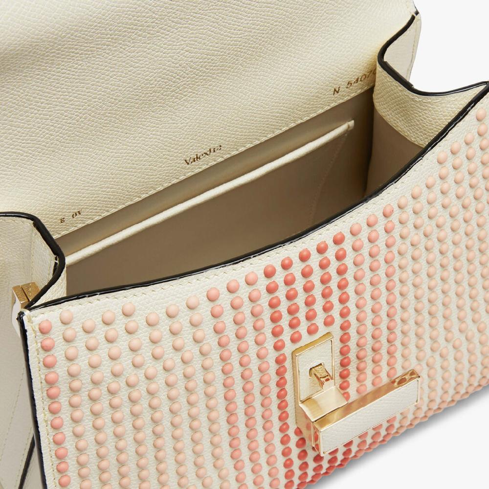 Valextra Borsa Donna con borchie Rosa in Pelle Bianca | Valextra Iside Offerta natalizia