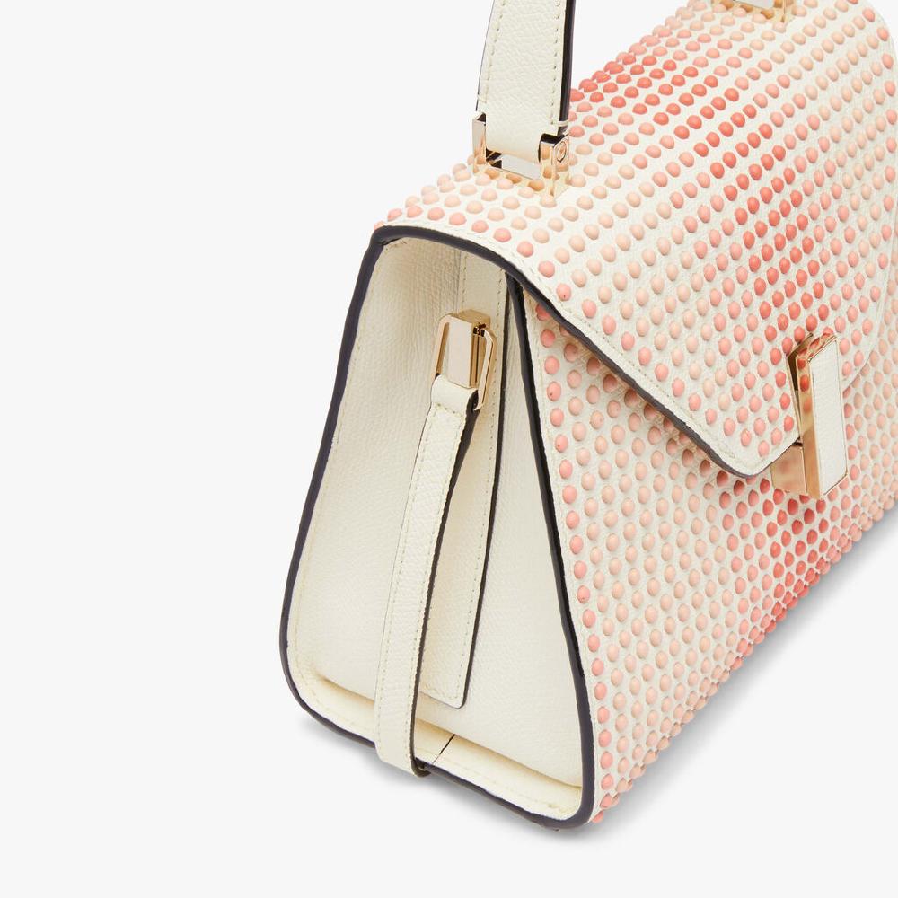 Valextra Borsa Donna con borchie Rosa in Pelle Bianca | Valextra Iside Offerta natalizia