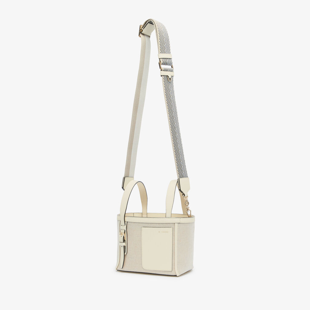 Valextra Borsa a secchiello Donna in Tela Bianca e Beige | Valextra Soft Vendita calda