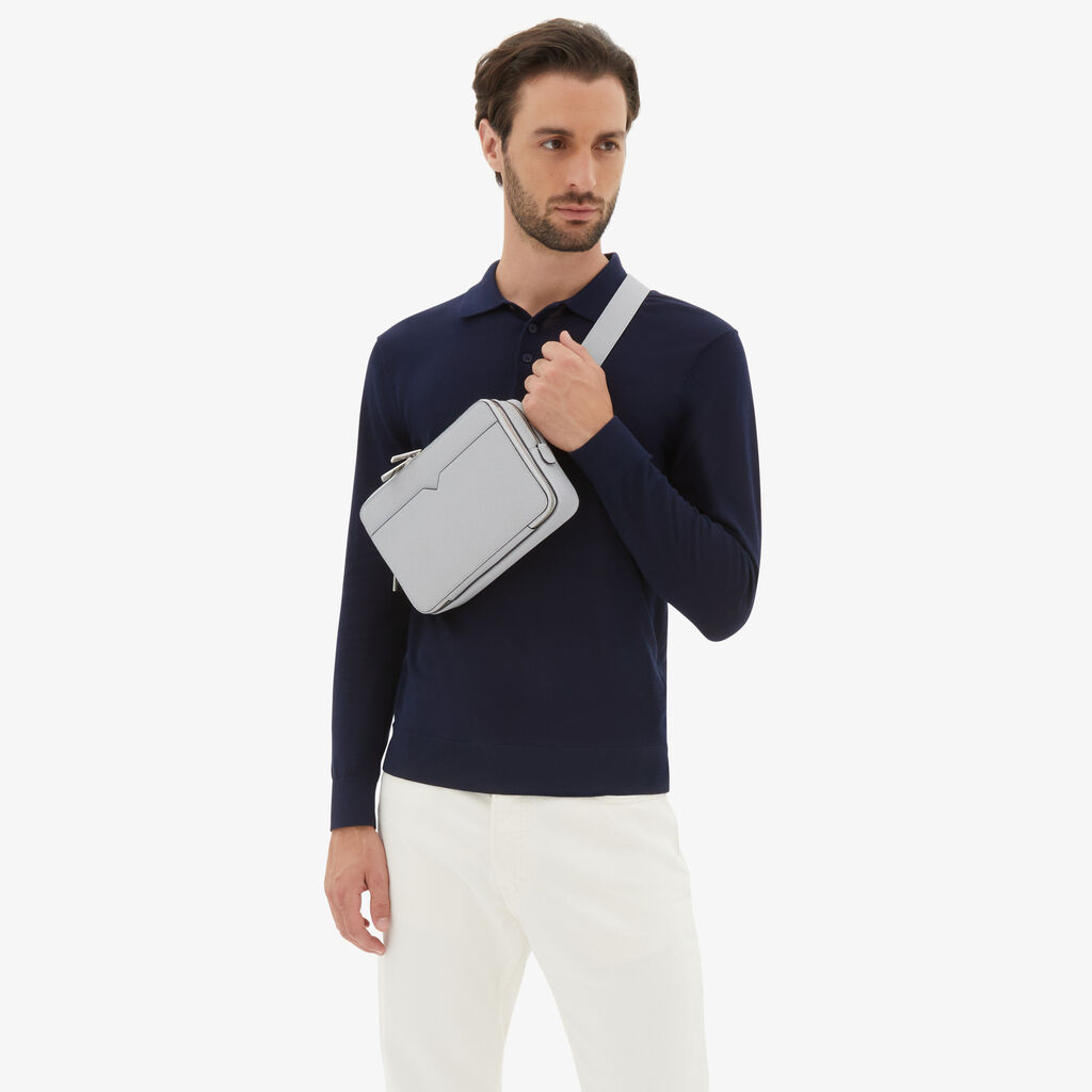 Valextra Borsetta a tracolla Bum Bag in Pelle Grigia | Valextra V-Line Nuovi prodotti