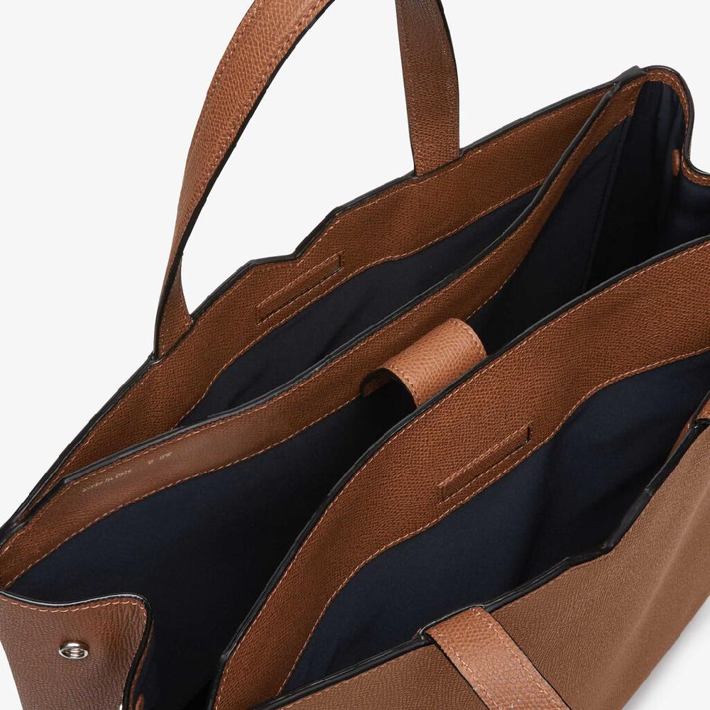 Valextra Borsa Shopping Uomo di Lusso in Pelle Marrone | Valextra V-Line Liquidazione