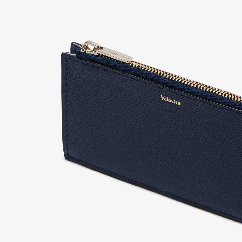 Valextra Porta carte da Uomo con zip di Lusso in Pelle Blu | Valextra Offerte speciali