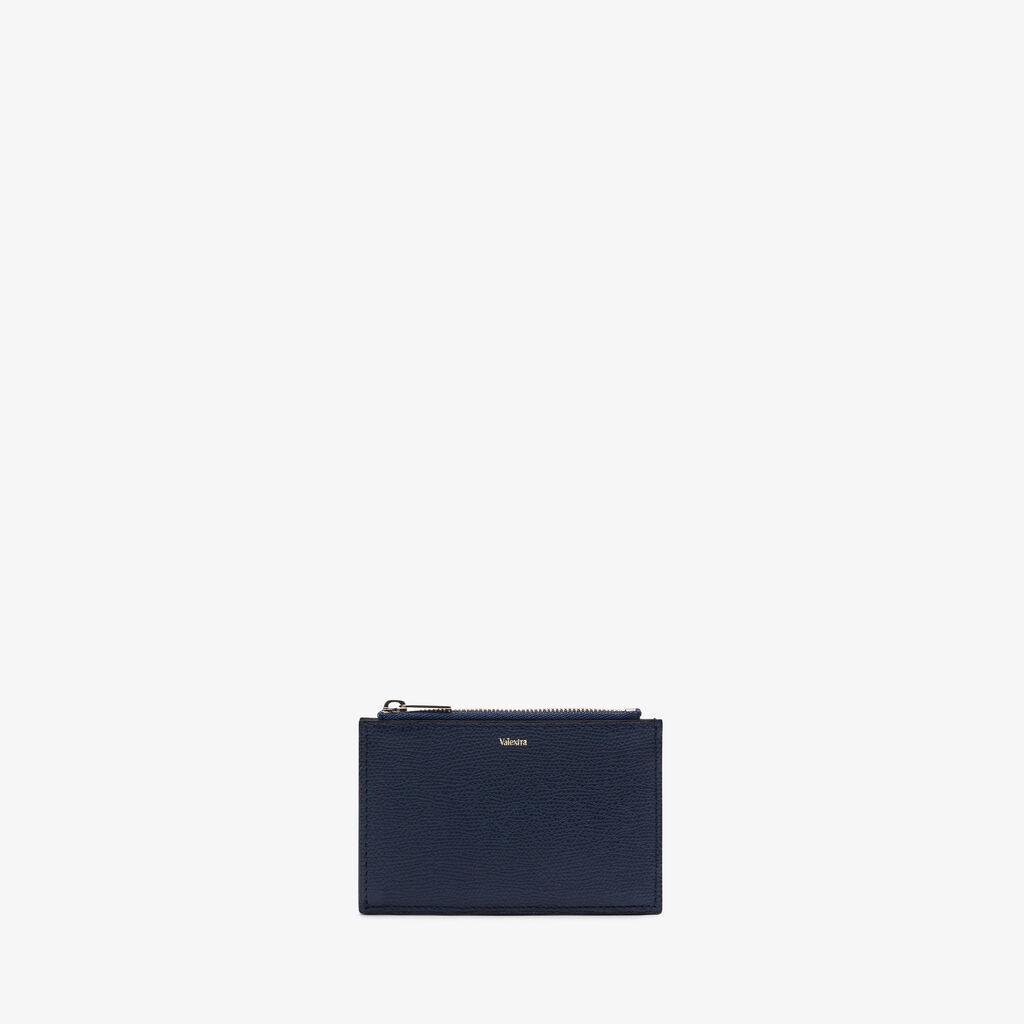 Valextra Porta carte da Uomo con zip di Lusso in Pelle Blu | Valextra Offerte speciali
