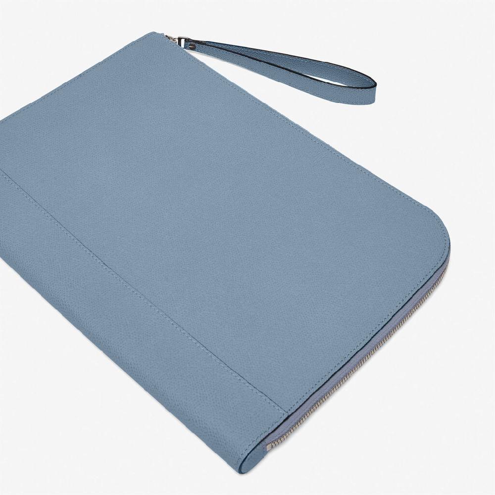 Valextra Pochette piatta portadocumenti in Pelle Azzurra | Valextra My Logo Sconti VIP