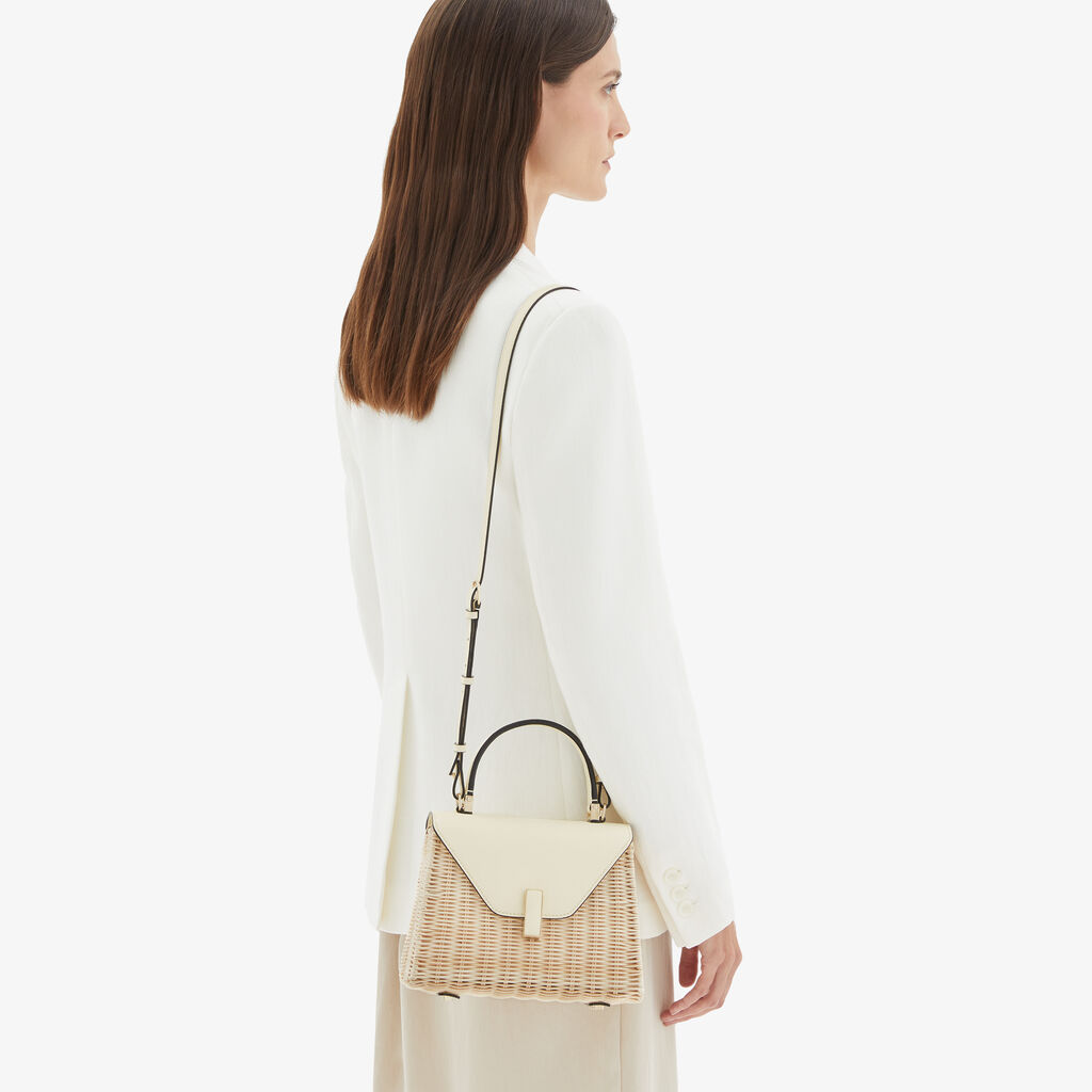 Valextra Borsa a mano Donna in Vimini e Pelle Bianca | Valextra Iside ACQUISTA ORA