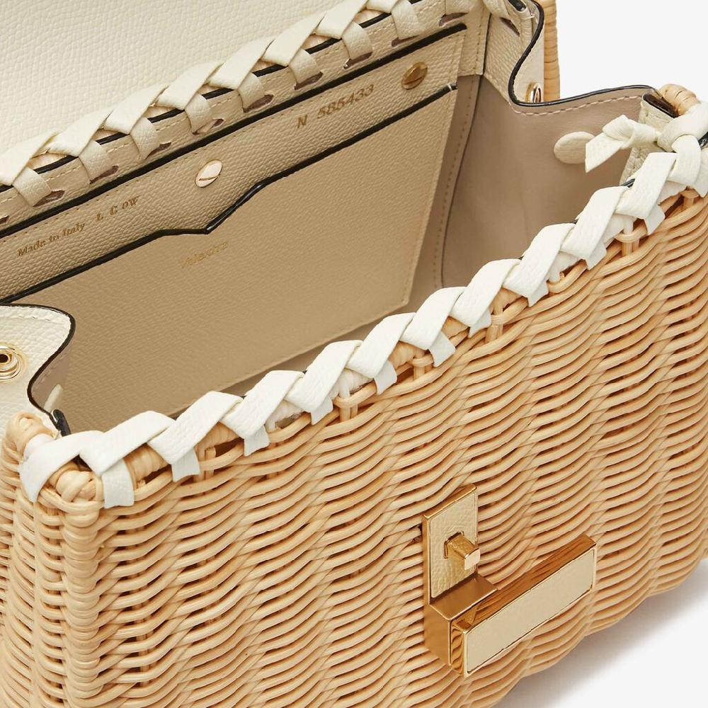Valextra Borsa a mano Donna in Vimini e Pelle Bianca | Valextra Iside ACQUISTA ORA