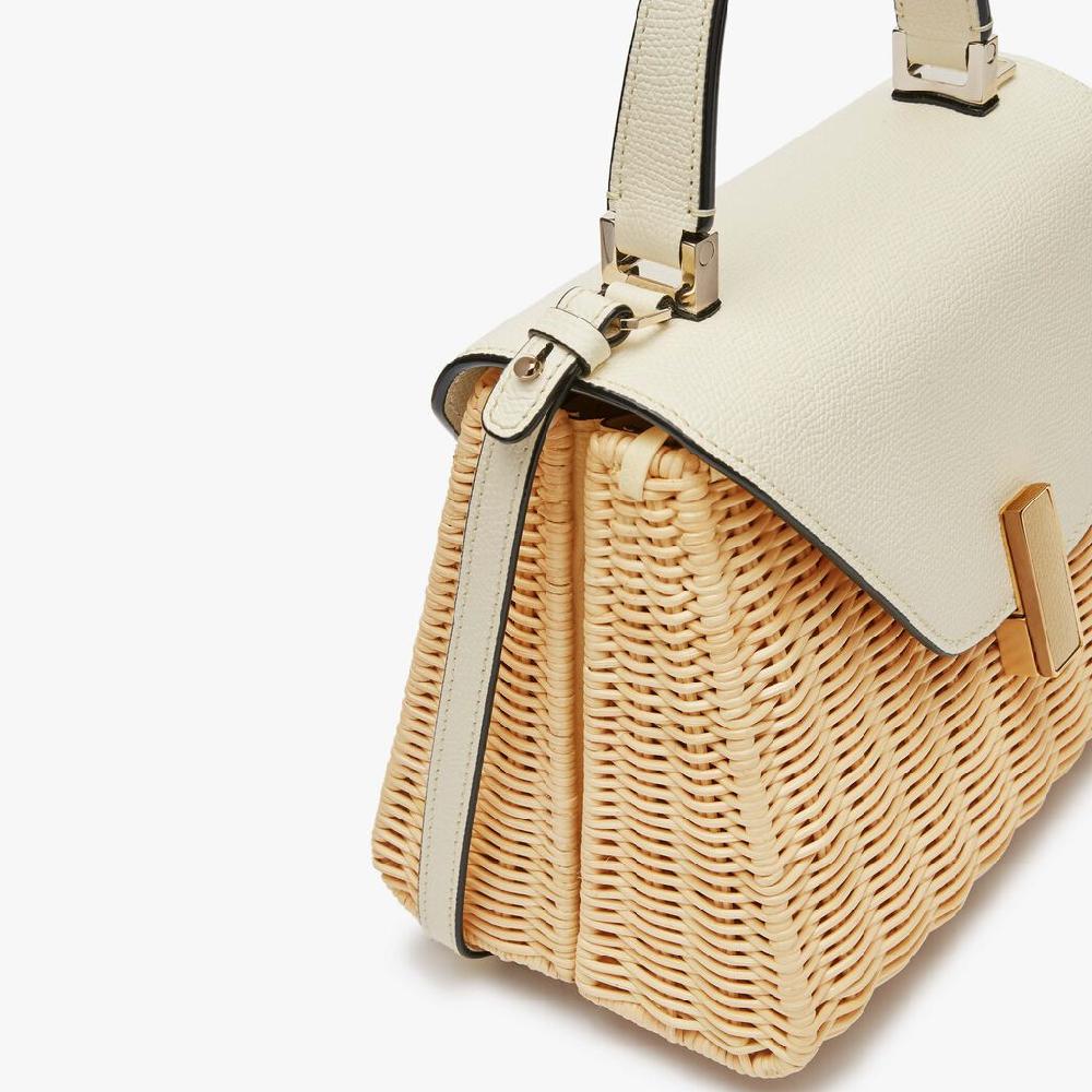 Valextra Borsa a mano Donna in Vimini e Pelle Bianca | Valextra Iside ACQUISTA ORA