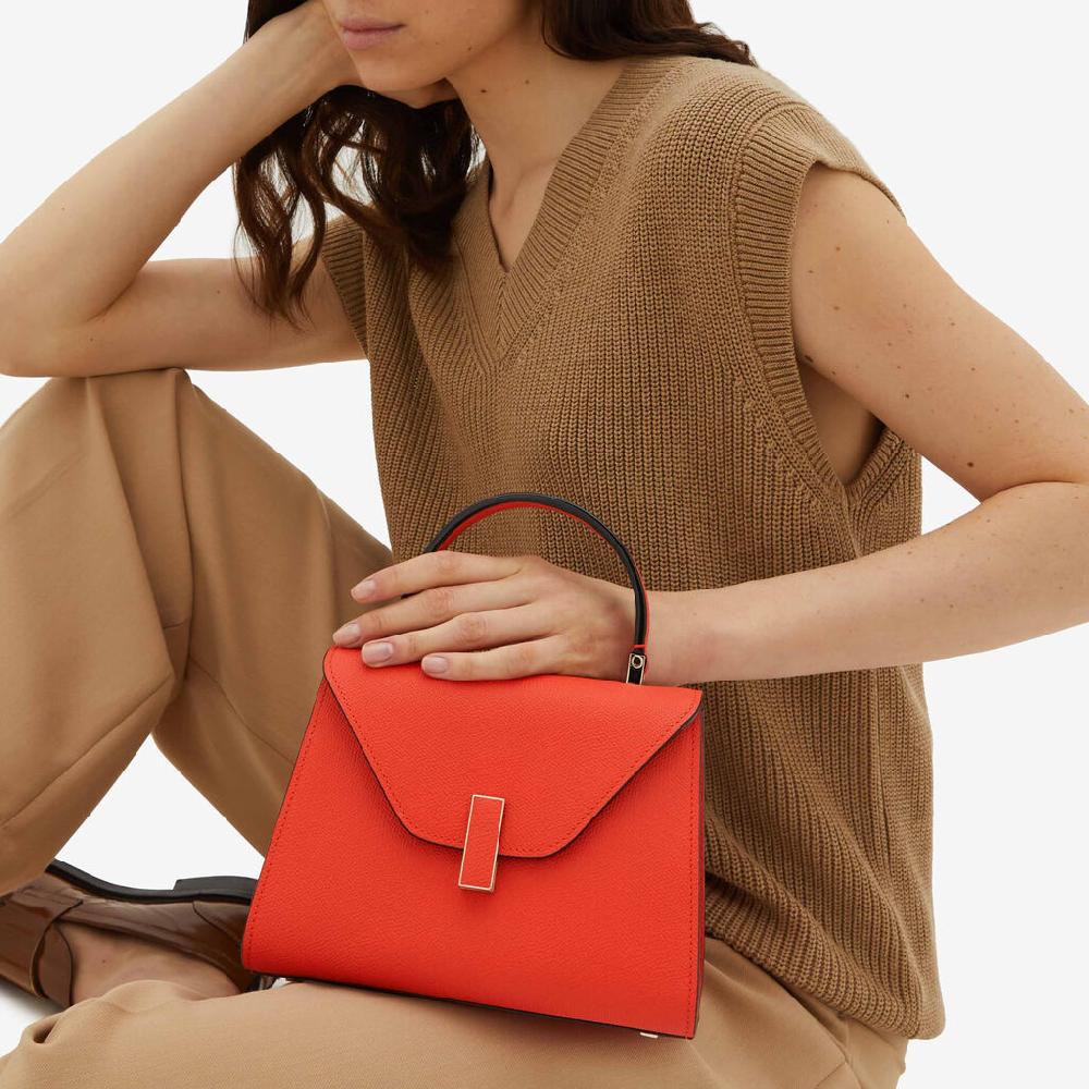 Valextra Borsa a mano Mini in Pelle Rossa Papavero | Valextra Iside Latest stili
