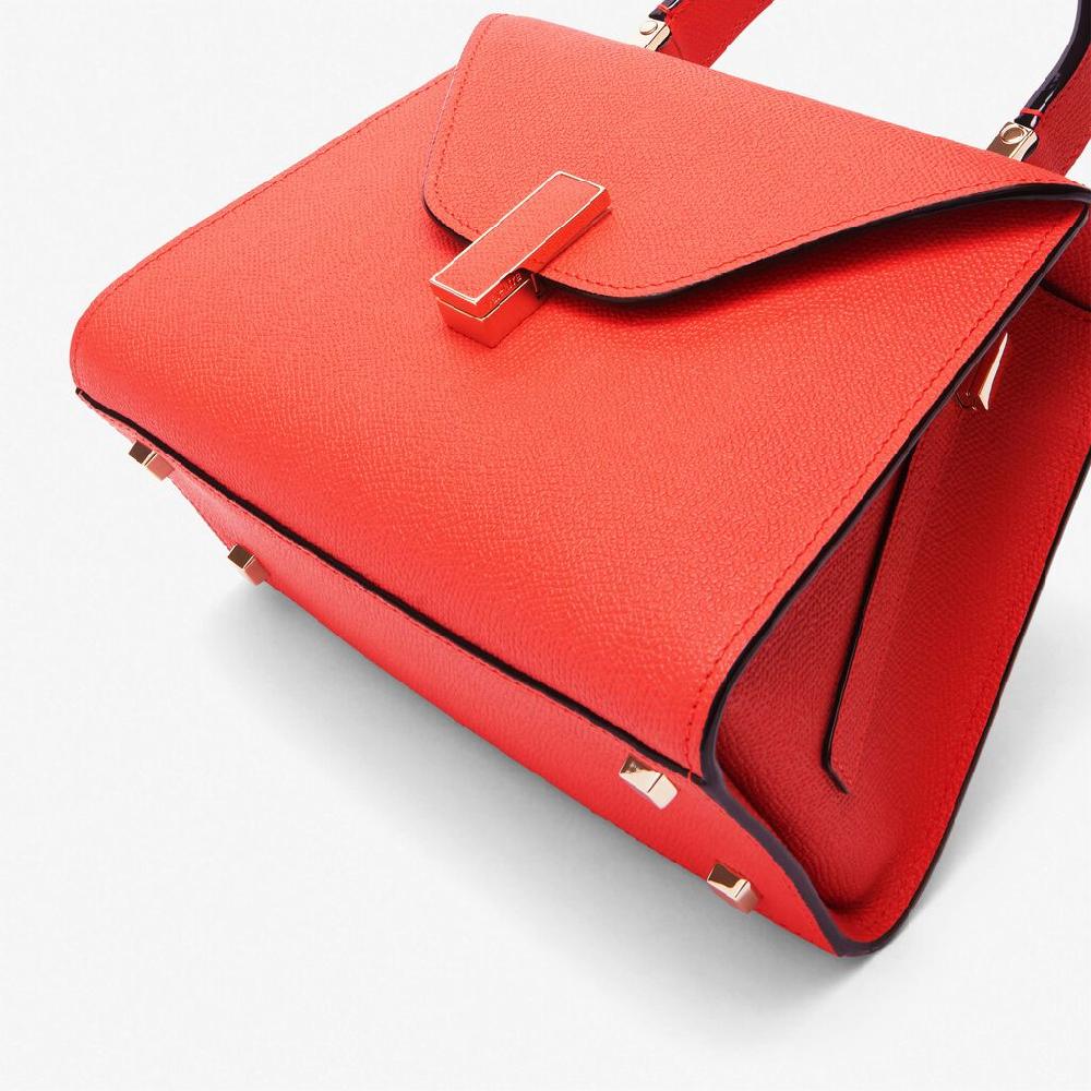 Valextra Borsa a mano Mini in Pelle Rossa Papavero | Valextra Iside Latest stili
