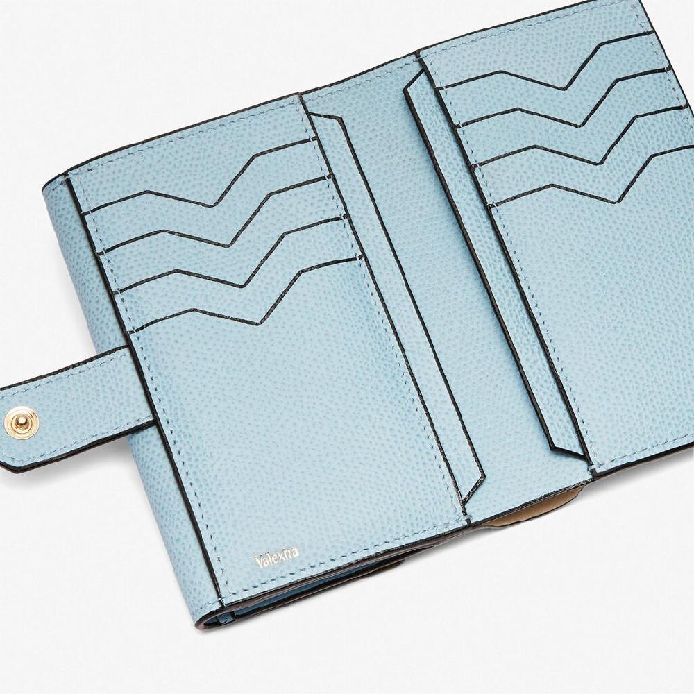 Valextra Portafoglio doppio in Pelle Azzurra | Valextra Brera Discount Store per i nuovi prodotti