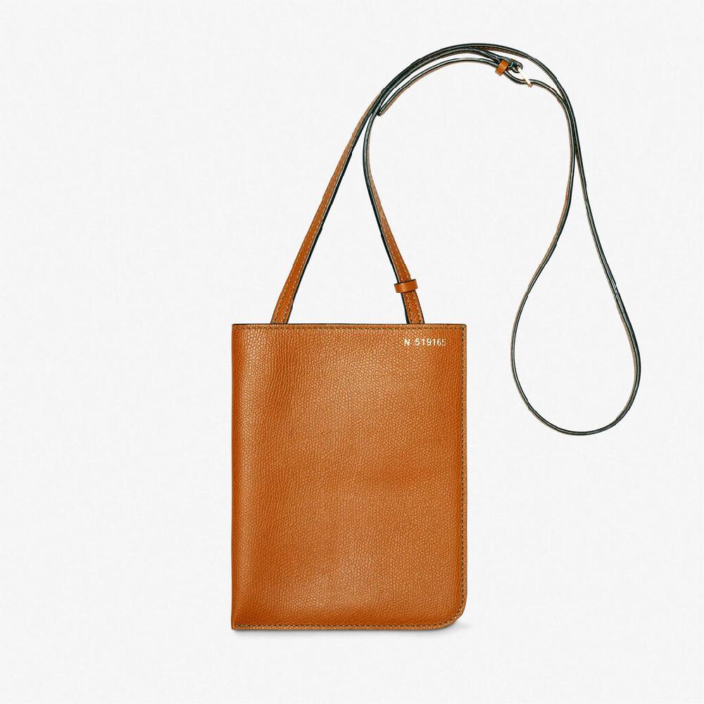Valextra Portadocumenti a tracolla in Pelle Marrone | Valextra Soft 50% di sconto per tempo limitato