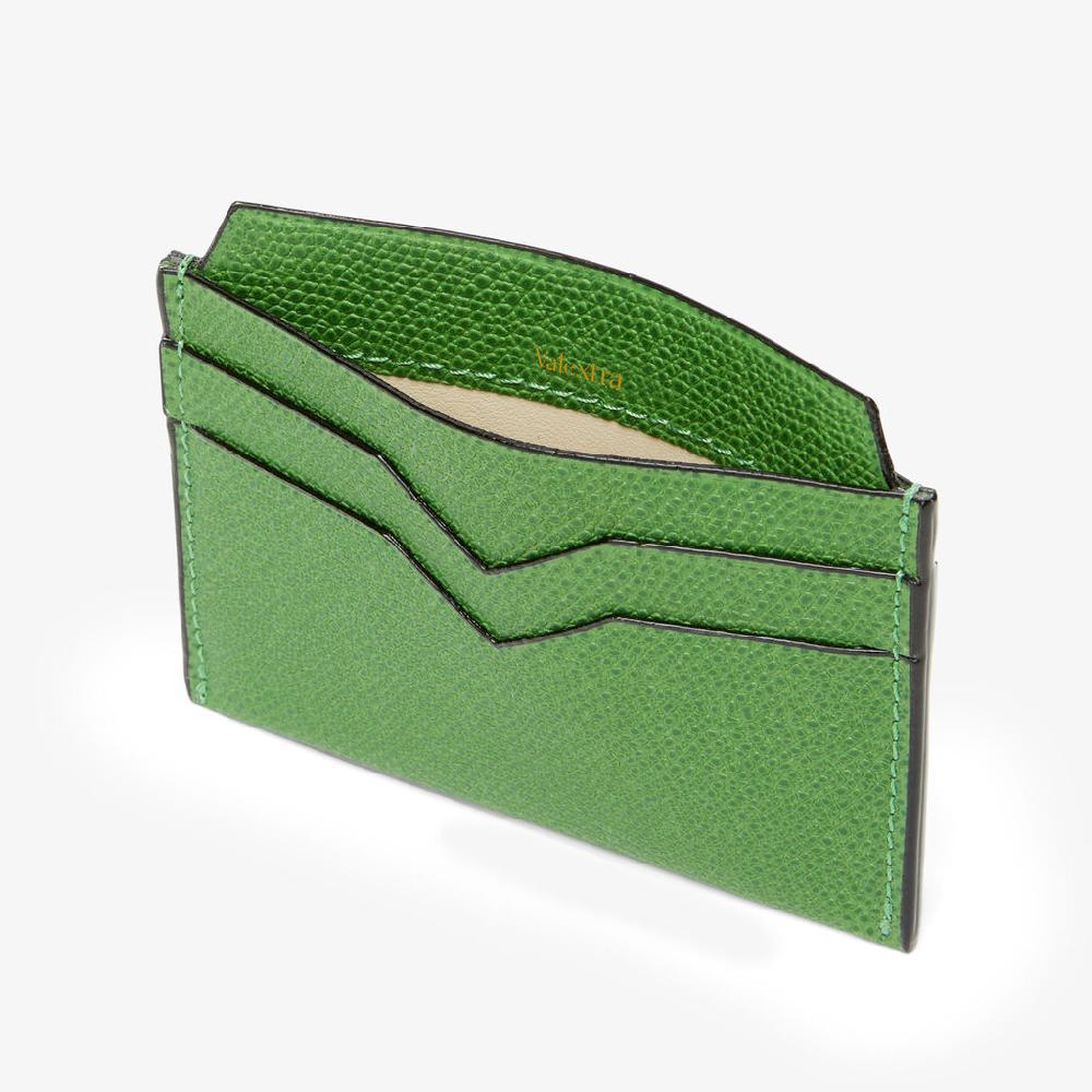 Valextra Portacarte elegante e compatto in Pelle Verde | Valextra Italy